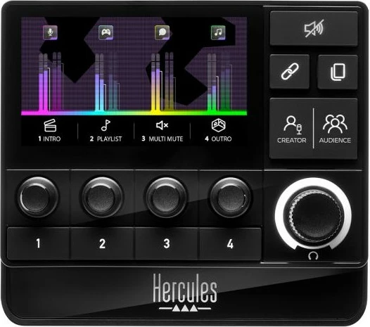 Kontrollues audio Hercules Stream 200 XLR, butona të programueshëm, USB Type-C, i zi