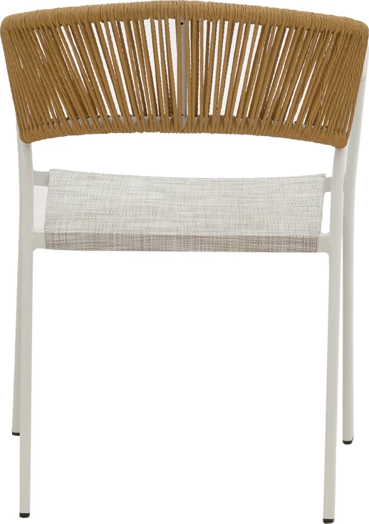 Karrige alumini Glisten e grumbullueshme, kornizë e bardhë-tekstilen, ratan natyral, 56x62x77cm