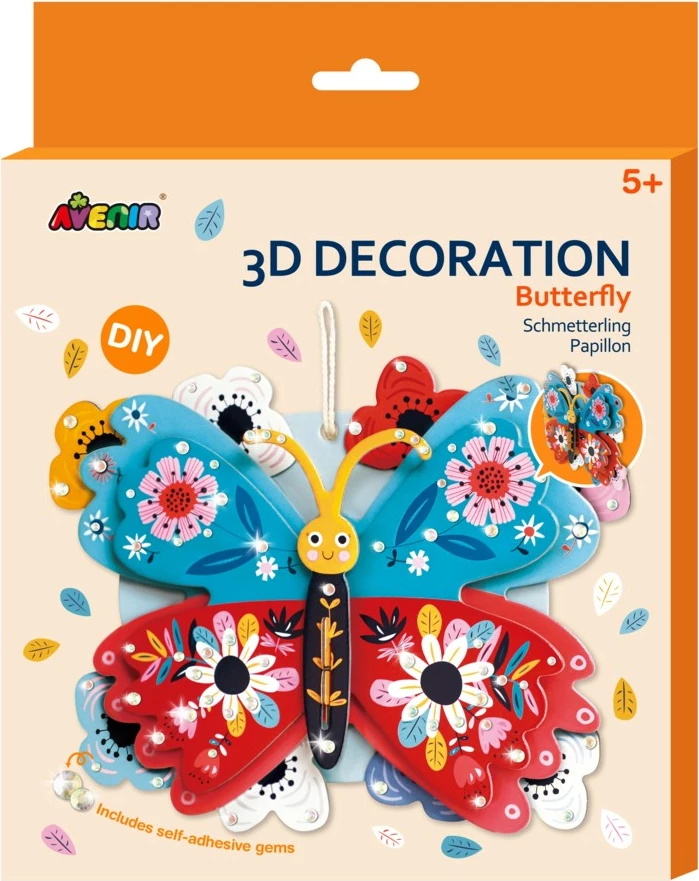 Dekoratë 3D për dhomë MG DYSTRYBUCJA Butterfly, letër, shumëngjyrëshe, set DIY