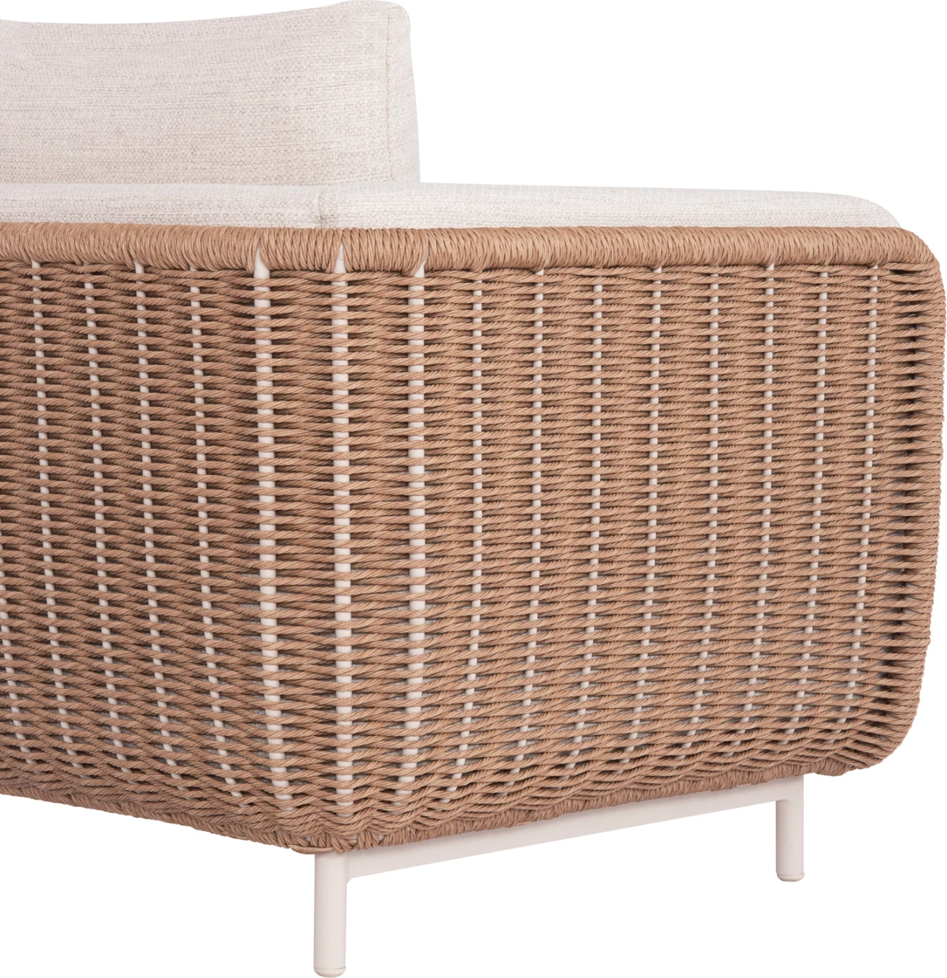 Set lounge për jashtë, 4 pjesë, seri NEXUS, alumin, ratan i përdredhur, gur i sinterizuar