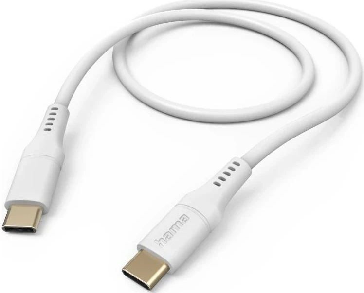 Kablli Hama Flexible, USB-C në USB-C, 1.5m, i bardhë