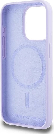 Mbështjellës Karl Lagerfeld Silicone Karl&Choupette Heads Ring MagSafe për iPhone 15 Pro, Violet