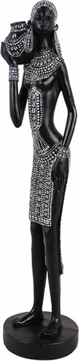 Figurë dekorative IRAMBA 2, polirezine, e zezë-bardhë, 9x9x35cm