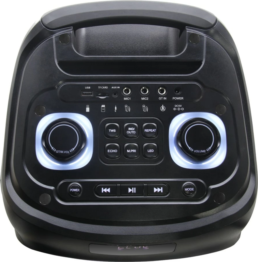 Sistem audio karaoke Bluetooth PRIME3 APS91, me 2 mikrofonë pa tela, LED, i zi