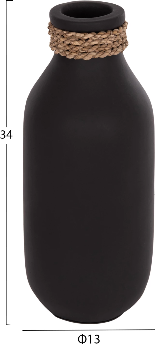Vazo dekorative tavoline CAMMER, terrakotë e zezë, FH4687.01M, 13x34cm