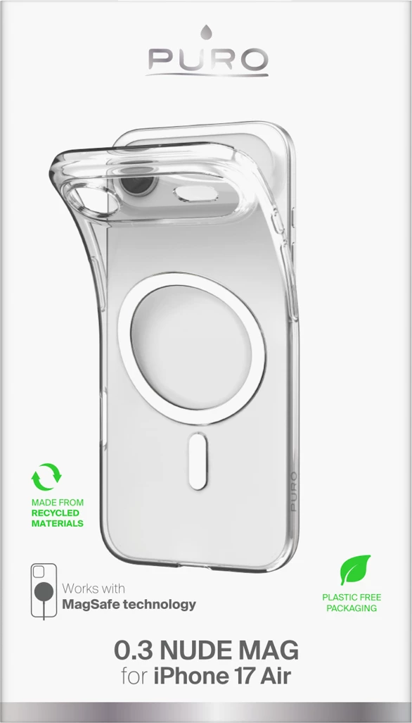 Mbështjellës Puro 0.3 MAG Ultra-Slim TPU për iPhone 17 Air, MagSafe, Transparent