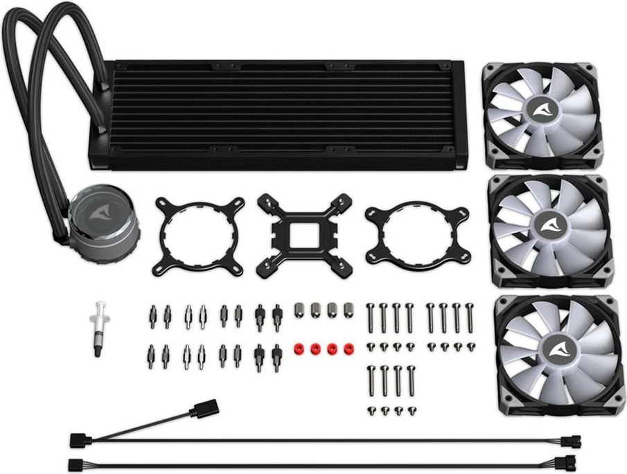 Ftohës uji all-in-one Sharkoon S90 RGB, 3x12cm, për procesor, RGB, i zi