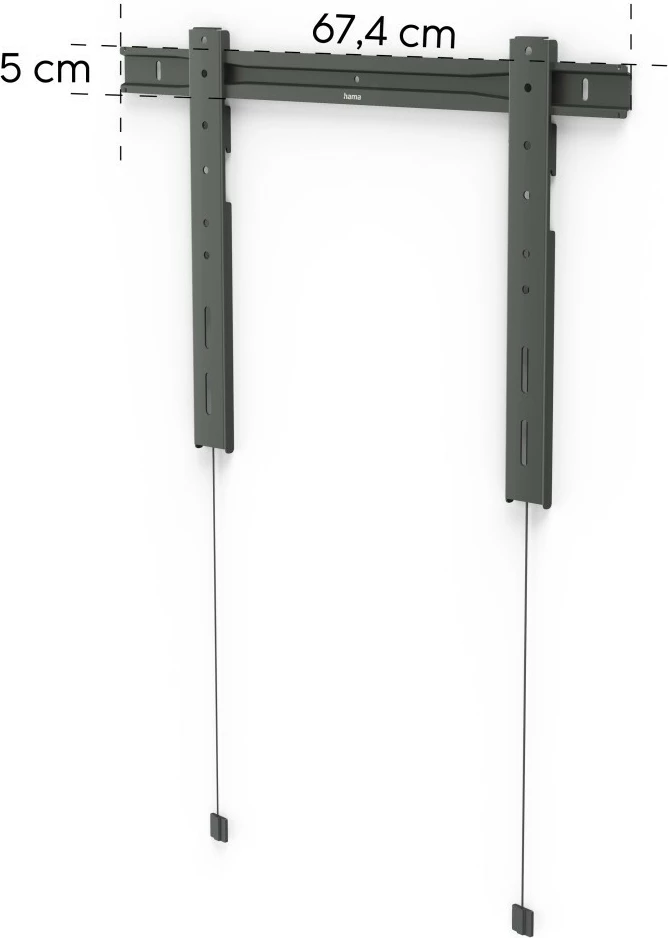 Mbajtëse murale TV, Hama 220845, VESA 600x400, deri 90", ultra e hollë 1.45 cm, 80 kg, e zezë