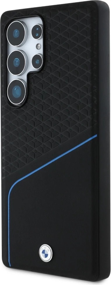 Mbështjellës BMW Leather Textured and Smooth MagSafe për Samsung Galaxy S25 Ultra, i zi