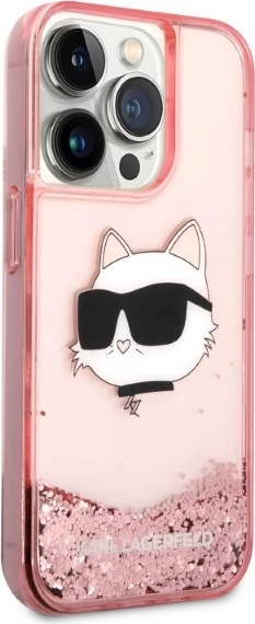 Mbështjellës Karl Lagerfeld KLHCP14LLNCHCP për iPhone 14 Pro 6.1", Glitter Choupette, Rozë