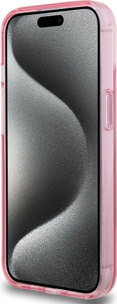 Mbështjellës Karl Lagerfeld KLHMP15SHMRSCHP për iPhone 15 6.1", hardcase me ring stand MagSafe, rozë