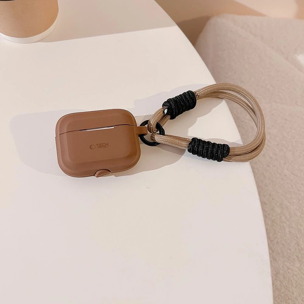Mbështjellës Tech-Protect për AirPods Pro/Pro 2, me rrip, Kafe