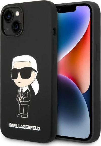 Mbështjellës Karl Lagerfeld Silicone Ikonik për iPhone 14 Plus, i zi