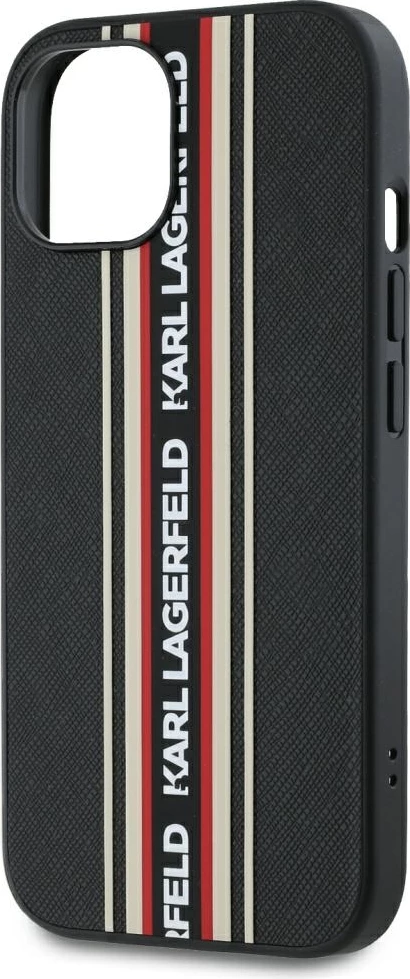 Mbështjellës Karl Lagerfeld Saffiano Athleisure Stripes Cord për iPhone 15, Kuq
