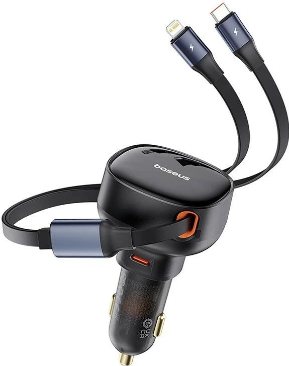 Karikues veture Baseus Enjoyment USB-C, 60W, me kabllo USB-C dhe Lightning, i zi