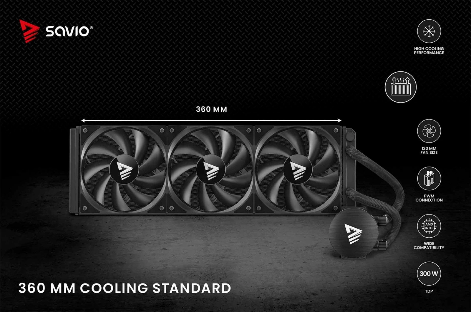 Ftohje uji për procesor, Savio NOX 360 mm, radiator 360 mm alumini, 3x 120 mm PWM, TDP 250 W, pa ndriçim