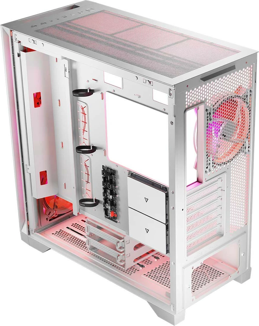 Kasë MODECOM Volcano Expanse S ARGB Midi Tower ATX/µATX/ITX me 4 ventilatorë ARGB, xham i kalitur, e bardhë