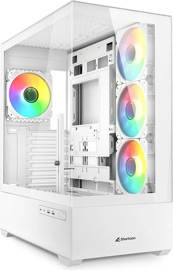 Kasë Sharkoon AK6 RGB ATX, 1x xham, e bardhë