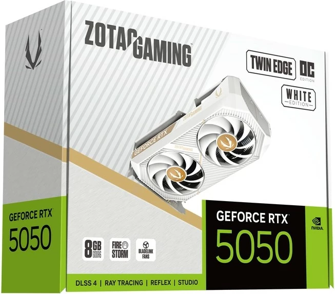 Kartelë grafike, ZOTAC, GeForce RTX 5050 Twin Edge OC (ZT-B50500Q-10M), 8GB GDDR6 128-bit PCIe 5.0 x8 3xDP/HDMI, e bardhë