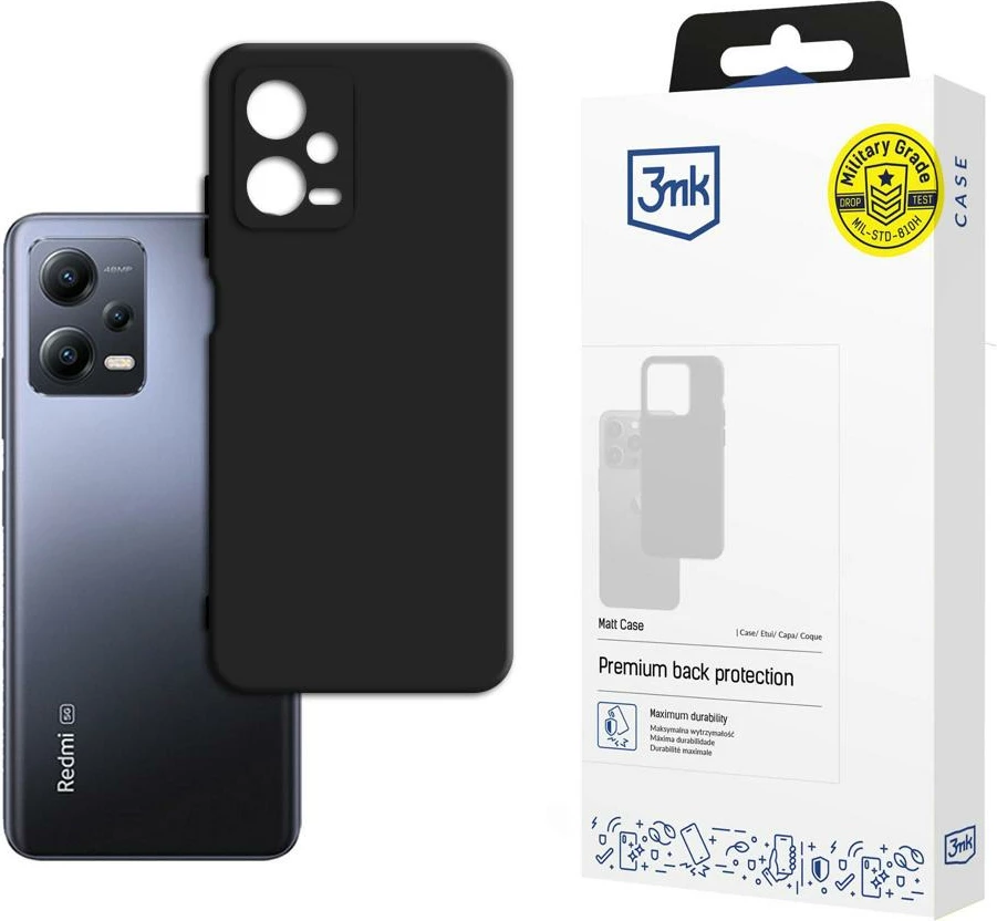 Mbështjellës 3mk Matt Case për Xiaomi Redmi Note 12 5G / Poco X5 5G, i zi