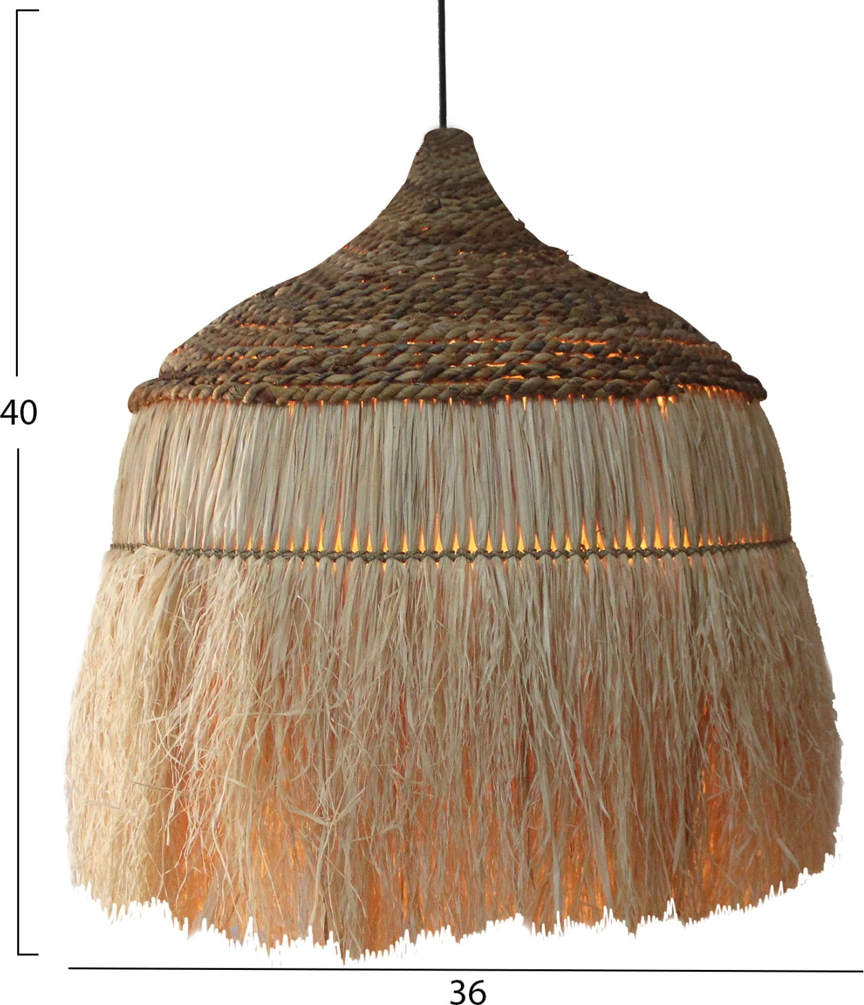 Llambë tavani me kapak prej fije sisali, ngjyrë natyrale, Φ36x46-120H cm, FH7787