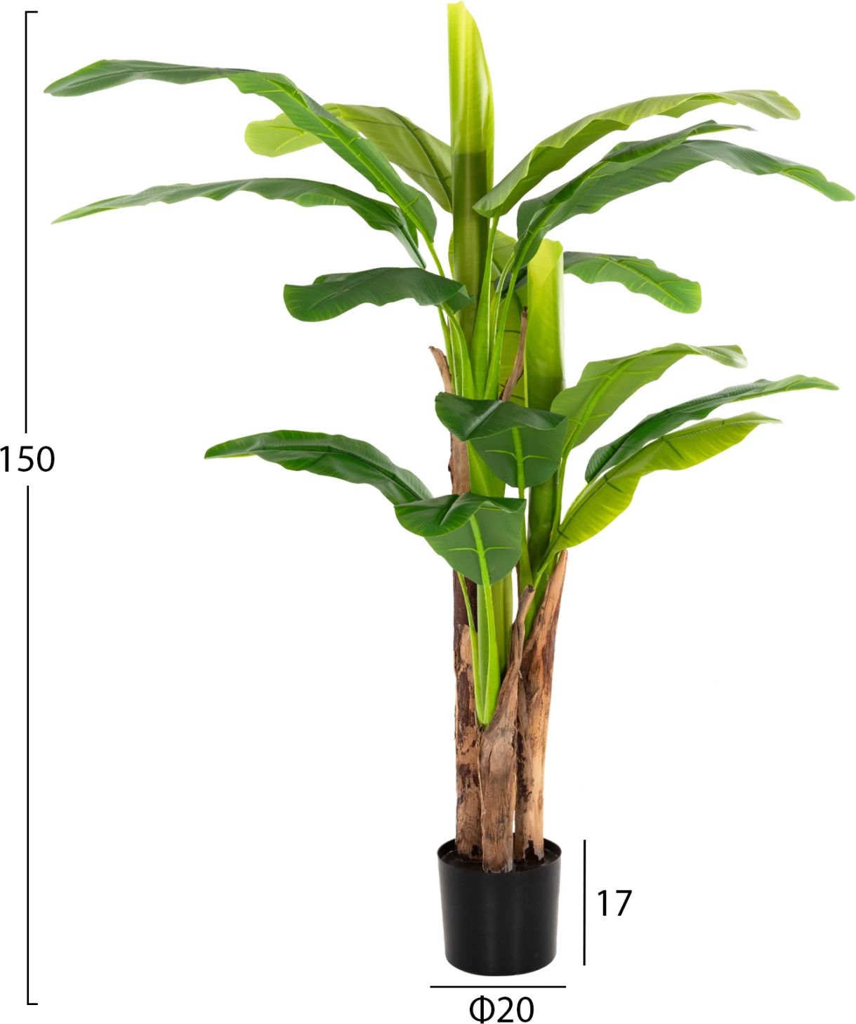 Bimë sintetike dekorative, pema banane në vazo, FH7977, 150H cm