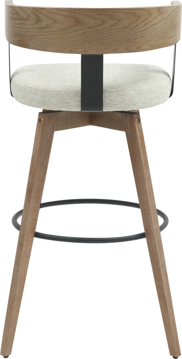 Karrige për bar, lartësi mesatare, rrotulluese, LANI FH9988.01, këmbë druri ahu, shpinë kompensatë, ndenjëse pëlhure ecru, 52,5x50.5x88H cm, set prej 2 copash