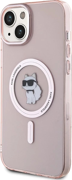 Mbështjellës Karl Lagerfeld IML Choupette MagSafe për iPhone 15 Plus, rozë