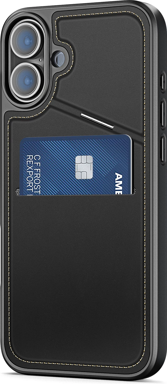 Mbështjellës Dux Ducis Rafi II Mag për iPhone 16, me MagSafe, portofol RFID, me mbajtëse, i zi