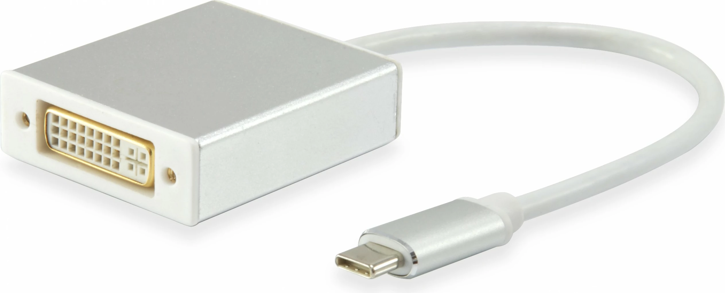 Adapter USB Type C në DVI-I Dual Link Equip, 4096x2160, e bardhë