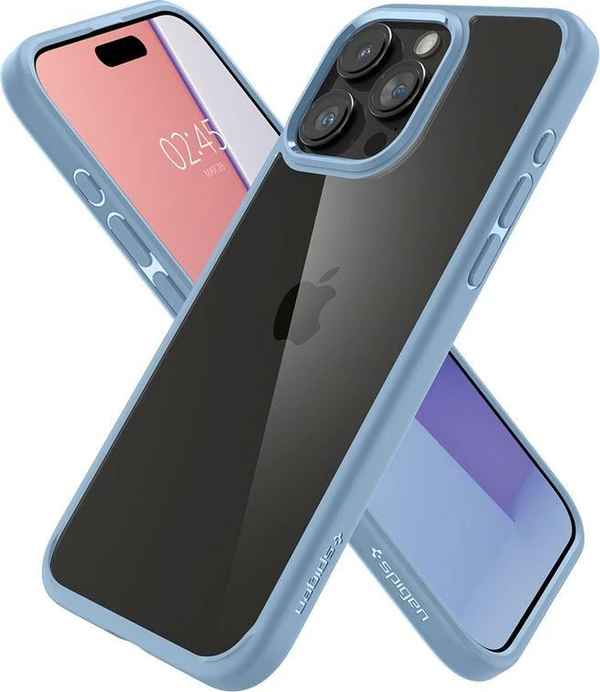 Mbështjellës Spigen Crystal Hybrid për iPhone 15 Pro Max, Transparent Blu