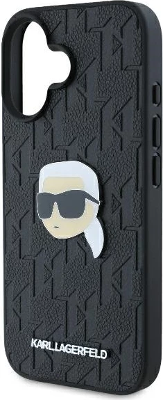 Mbështjellës Karl Lagerfeld Monogram Karl Head Pin për iPhone 16, i zi