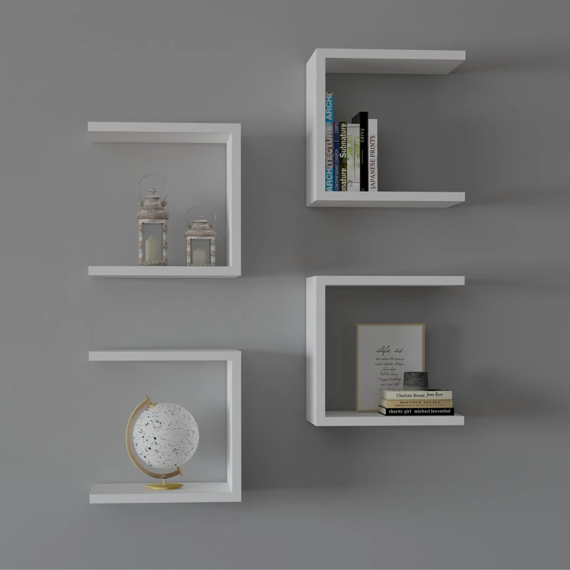 Rafta muri Perari 4 copë, ngjyrë e bardhë, 30x19.6x30cm