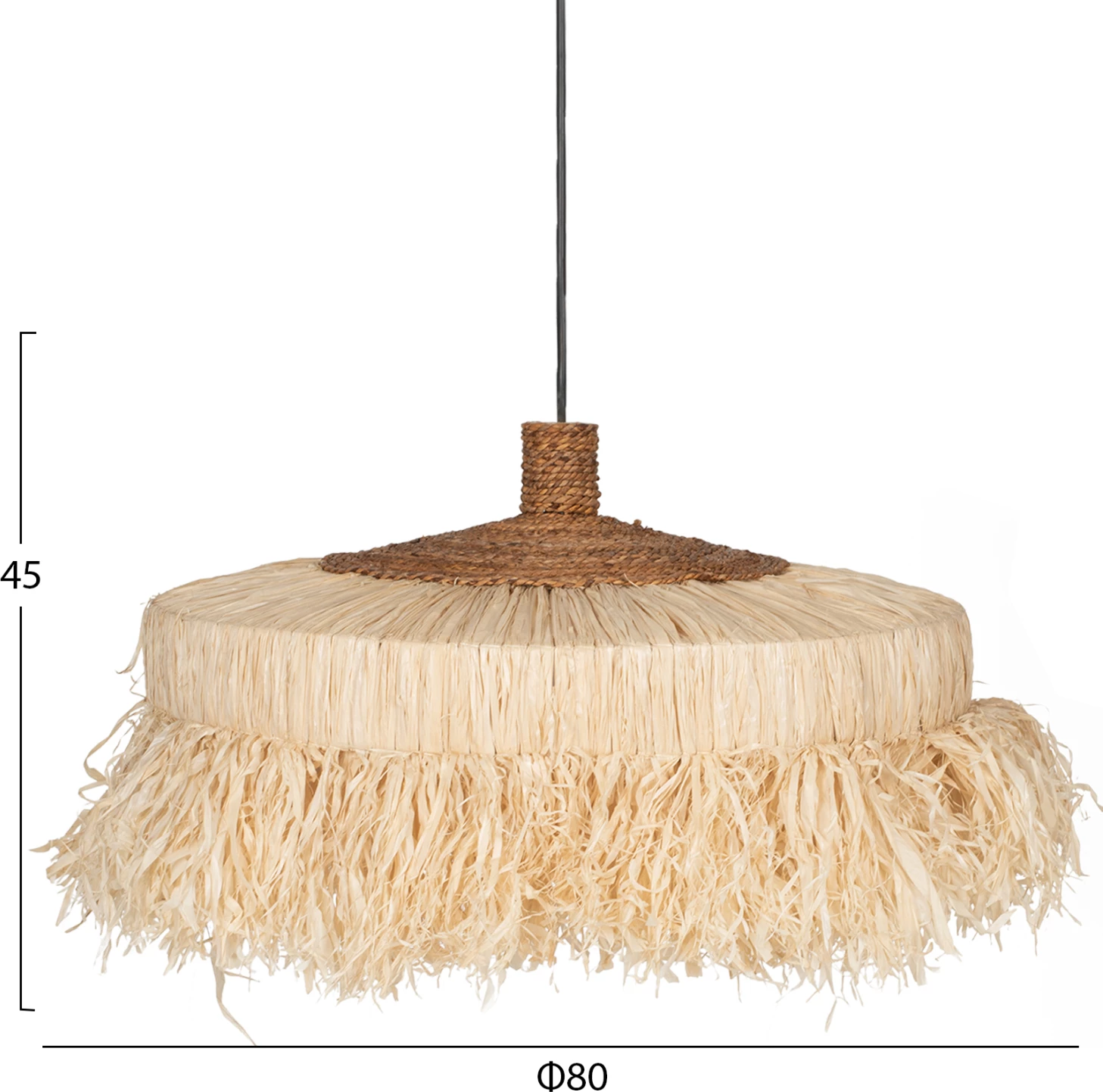 Llambë varëse tavani cilindrike, fibra sisali, ngjyrë natyrale, 80x80x45H cm, FH7790
