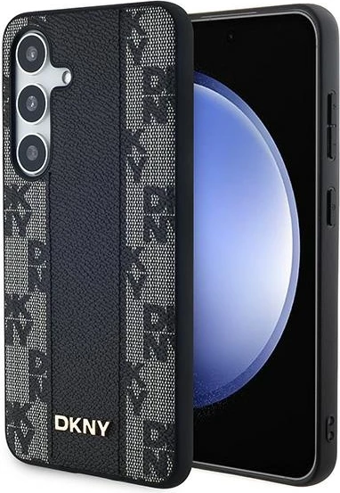 Mbështjellës DKNY Leather Checkered Mono Pattern MagSafe për Samsung Galaxy S24, i zi