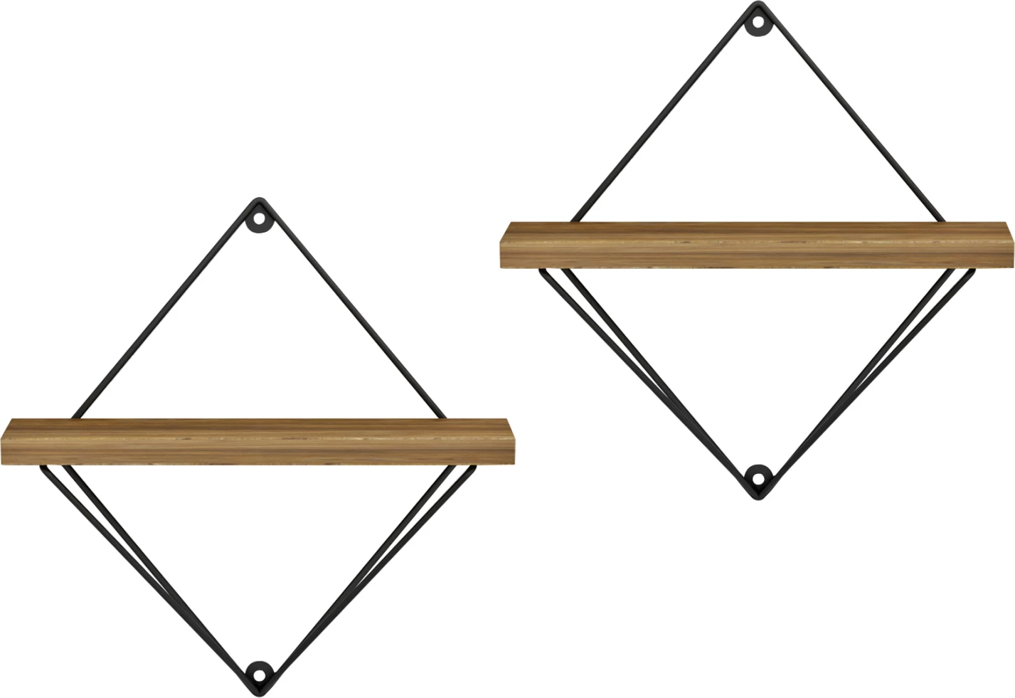 Rafta muri 2 copë set ZANNARD FH8929.11 metal i zi-melaminë natyrale 30x14x30Hcm