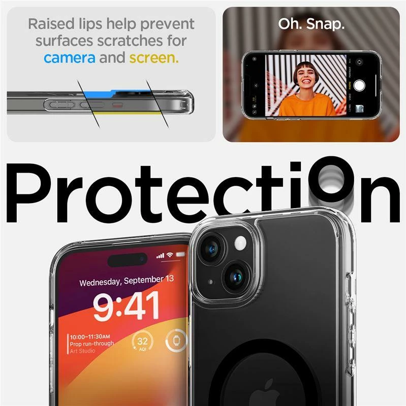 Mbështjellës Spigen Ultra Hybrid S MagSafe për iPhone 15, i zi