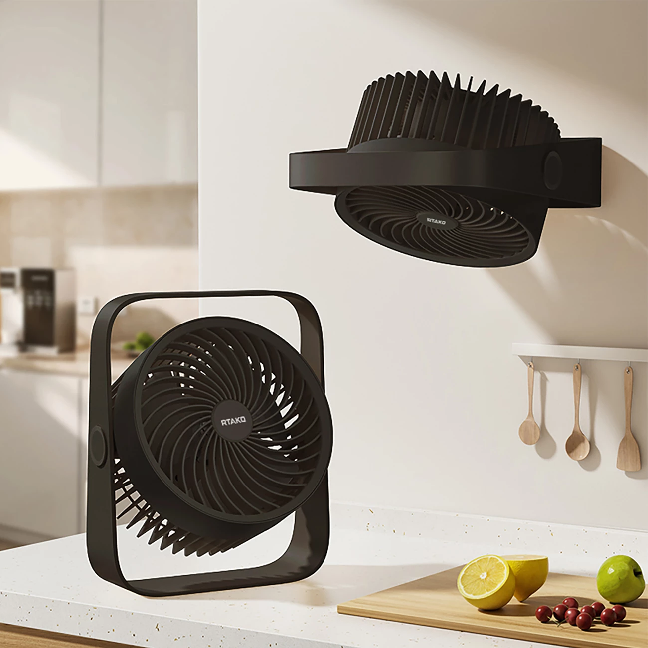 Ventilator tavoline Rtako WD0Y6S me dy impelerë, 3600 mAh, i zi