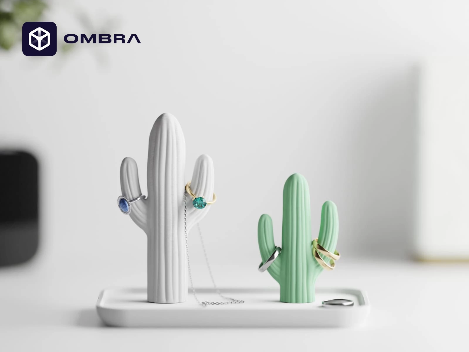 Mbajtse dekorative për unaza (Cactus Jewelry Holder): e gjelbert