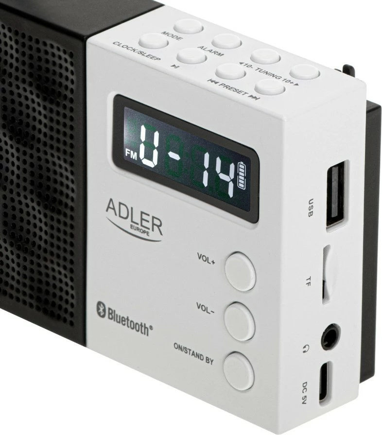 Radio digjitale Adler AD1908 me Bluetooth, USB/SD, e zezë/bardhë