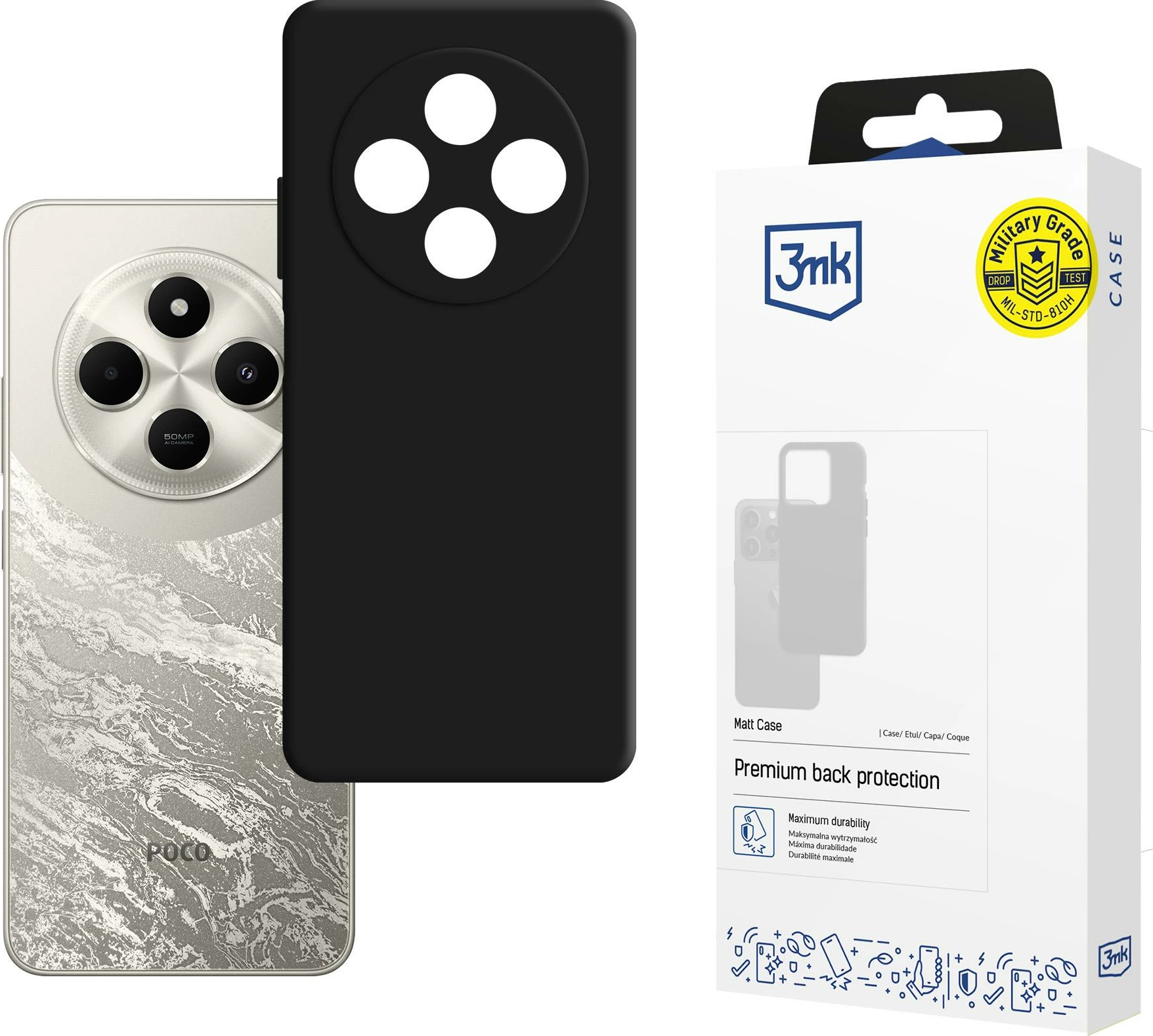 Mbështjellës 3mk Matt Case për Xiaomi Poco C75, i zi