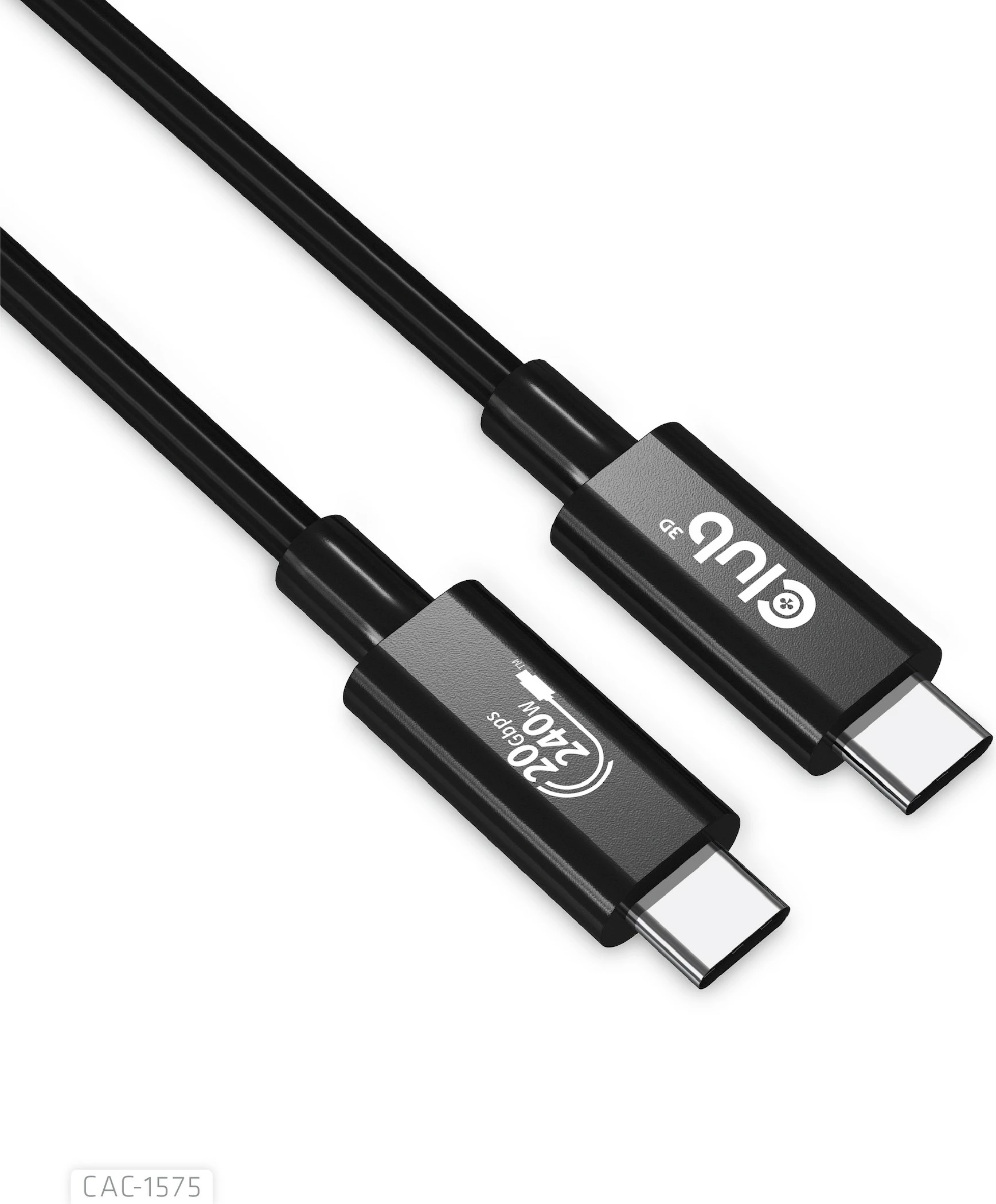Kabllo USB-C Club3D 2m, USB4, 240W, 20Gbps, e zezë