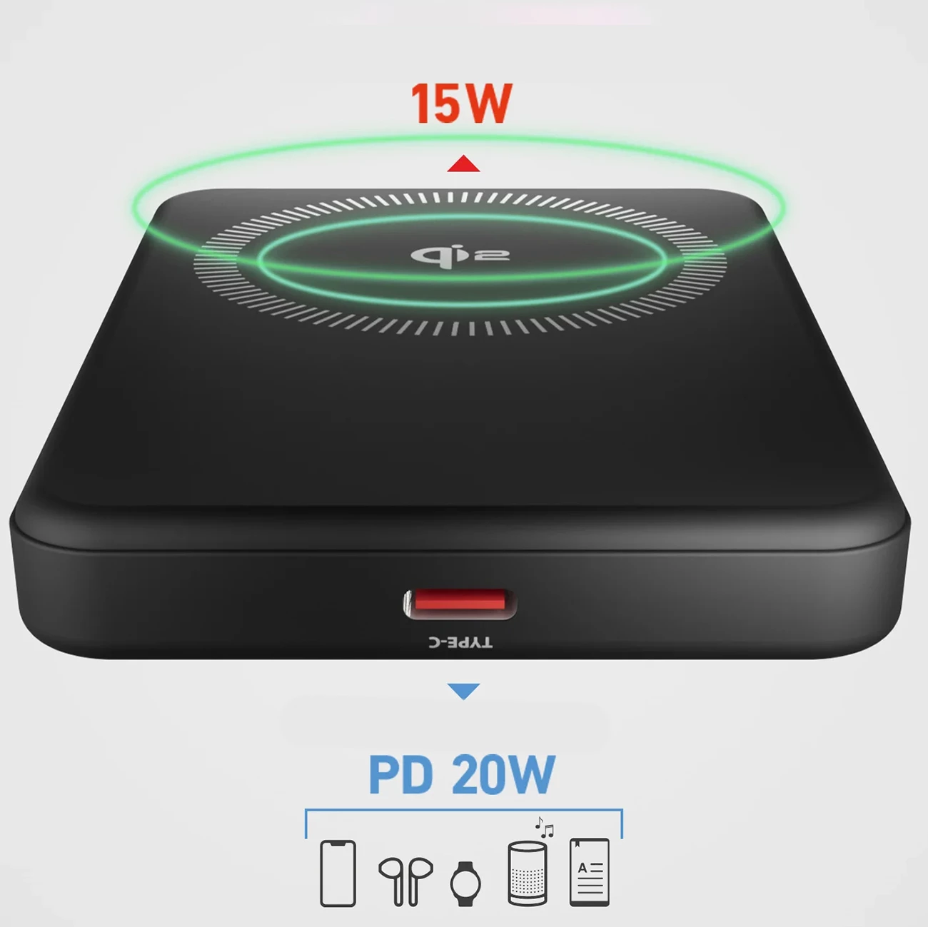 Powerbank SBS Mag Power Qi2 5000 mAh, MagSafe, USB-C, e zezë