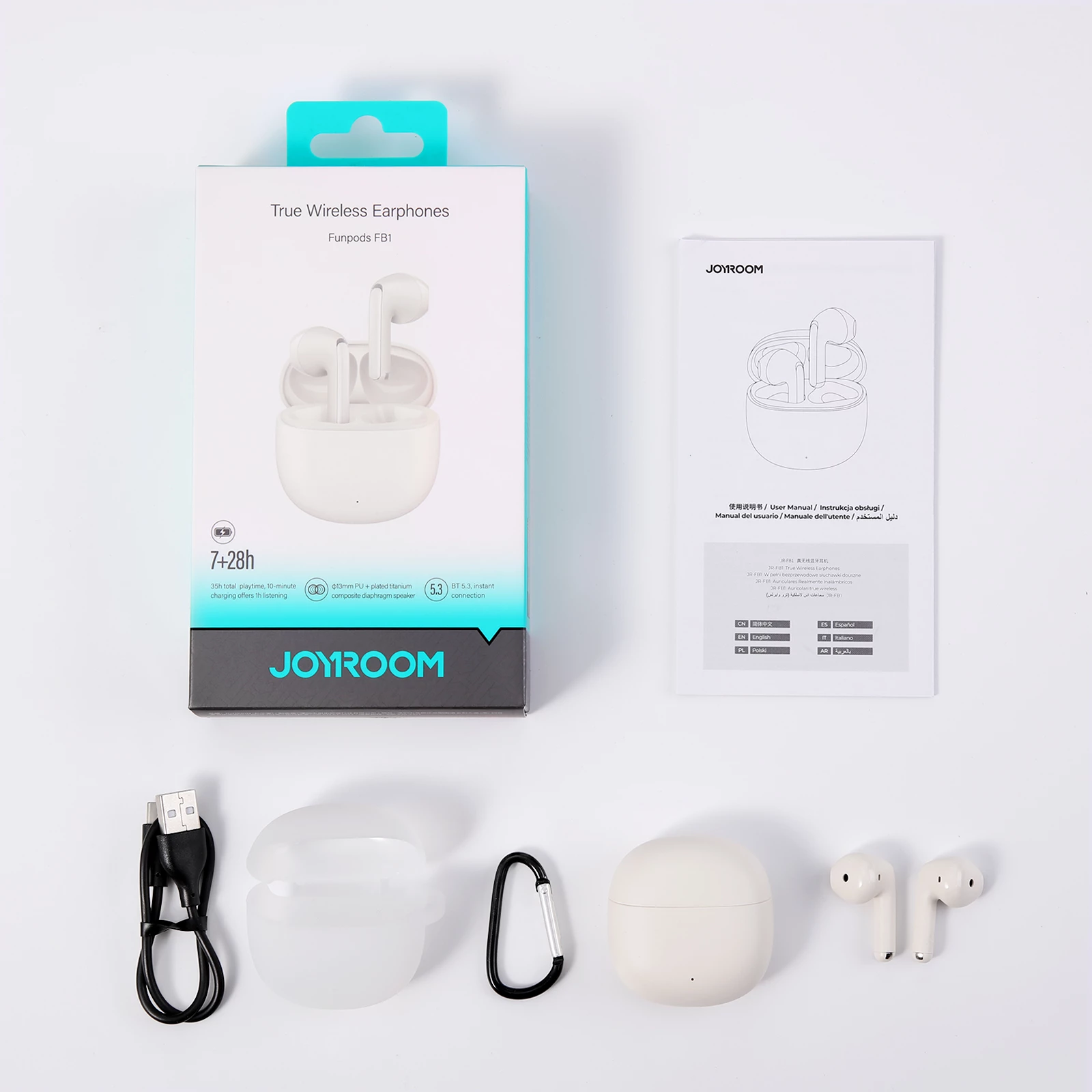 Kufje TWS Joyroom Funpods Series JR-FB1, Bluetooth 5.3, bezhë
