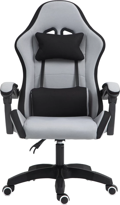 Karrige për zyre gaming Gline, ngjyrë zezë-gri, pëlhurë, pp zezë, 60x59x118cm