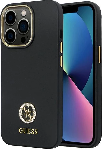 Mbështjellës Guess GUHCP13LM4DGPK për iPhone 13/13 Pro, silikon, Logo 4G, i zi