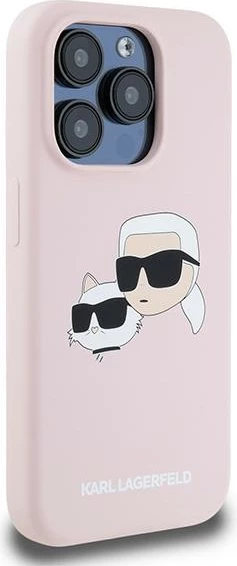 Mbështjellës Karl Lagerfeld Silicone Karl & Choupette MagSafe për iPhone 15 Pro, Rozë