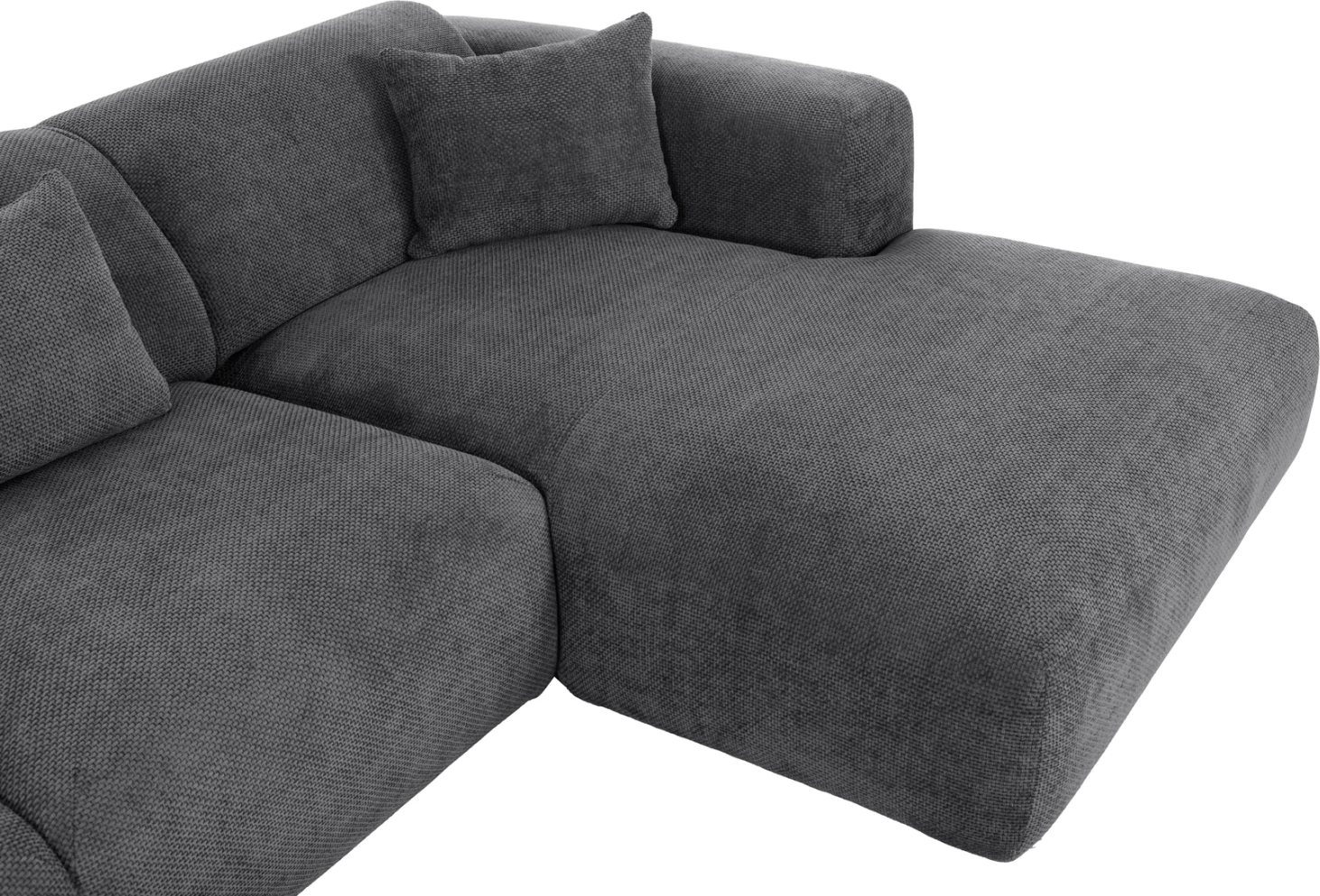 Divan qoshe BRICKEN FH3275.04R, pëlhurë antracit, 110-282x98-160x72H cm