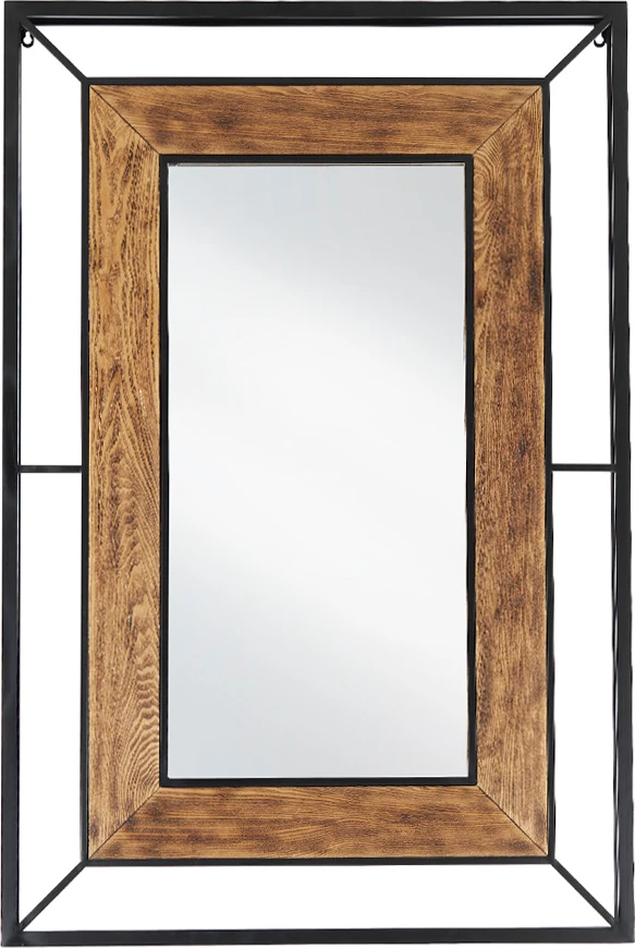 Pasqyrë Mistras, dru natyral, metal i zi, 80x120cm