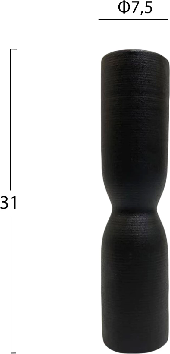 Dekor tavoline prej qeramike, ngjyrë e zezë mat, FH4615.02, Φ7.5x31H cm